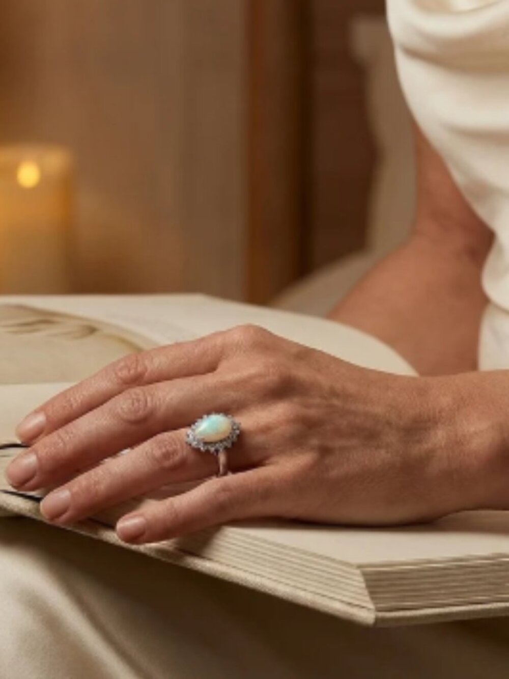 14K Opal & Diamond Statement Engagement Heirloom Ring
